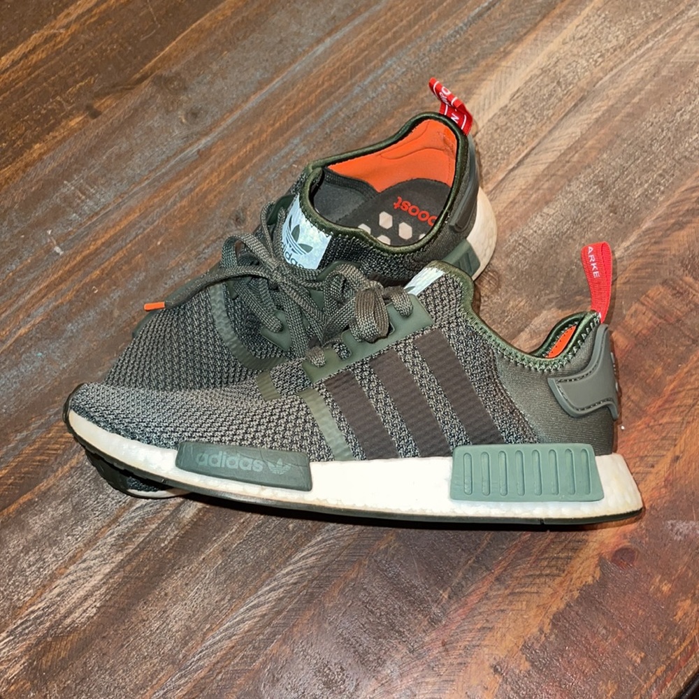 Adidas NMD R1 Night Cargo Base Green with Solar Orange Running Shoes